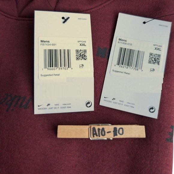 Nike Air Men's 2 PC AOP Sweatsuit Maroon Red Swoosh Logos Fleece Tracksuit Set - Picture 2 of 13
